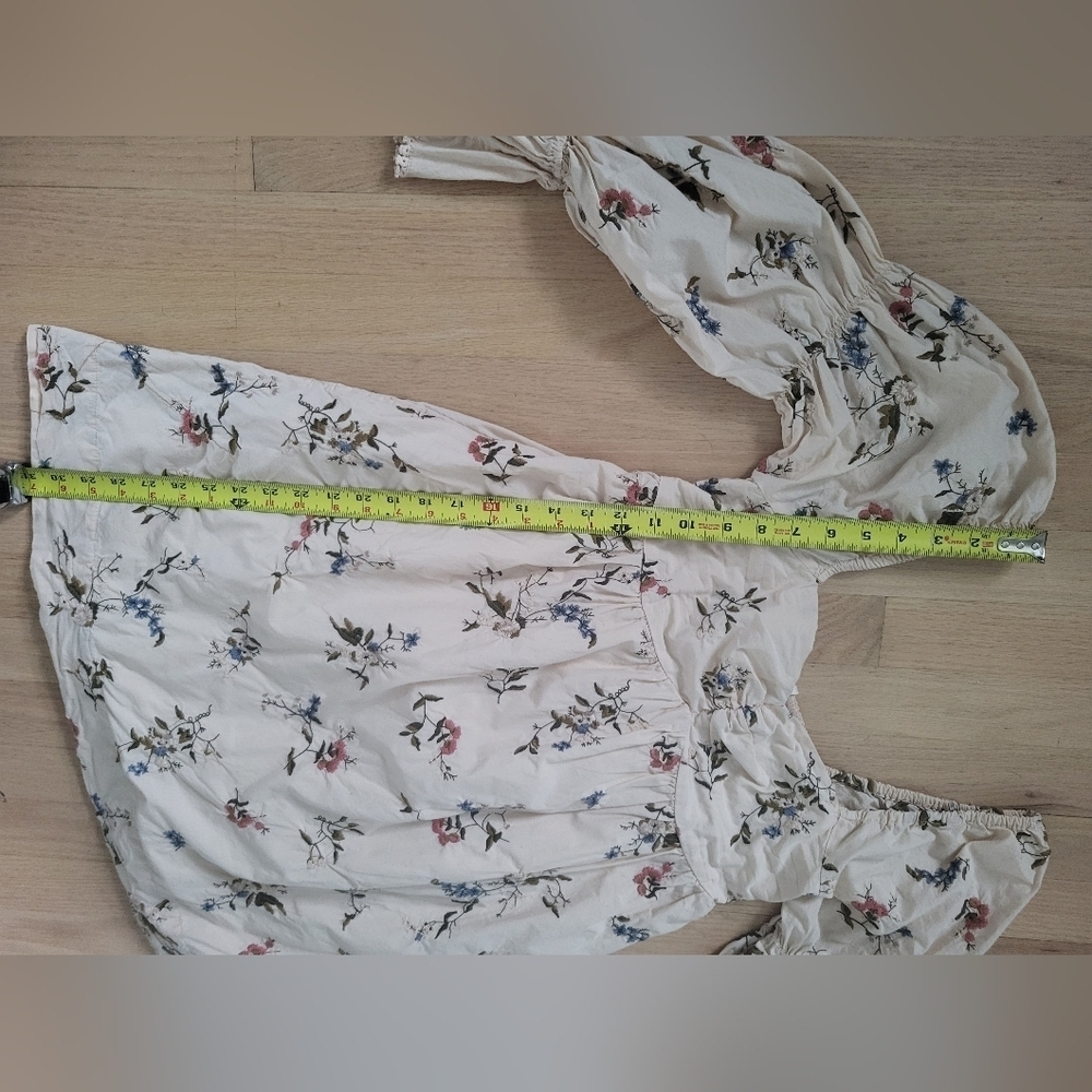 Anthropologie Cream Floral Long Sleeve Dress - Picture 8 of 9